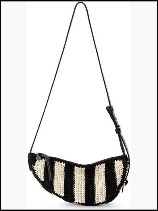 Handbags - Crochet Sling Bag Adjustable Crossbody Strap Handcrafted Everyday Travel